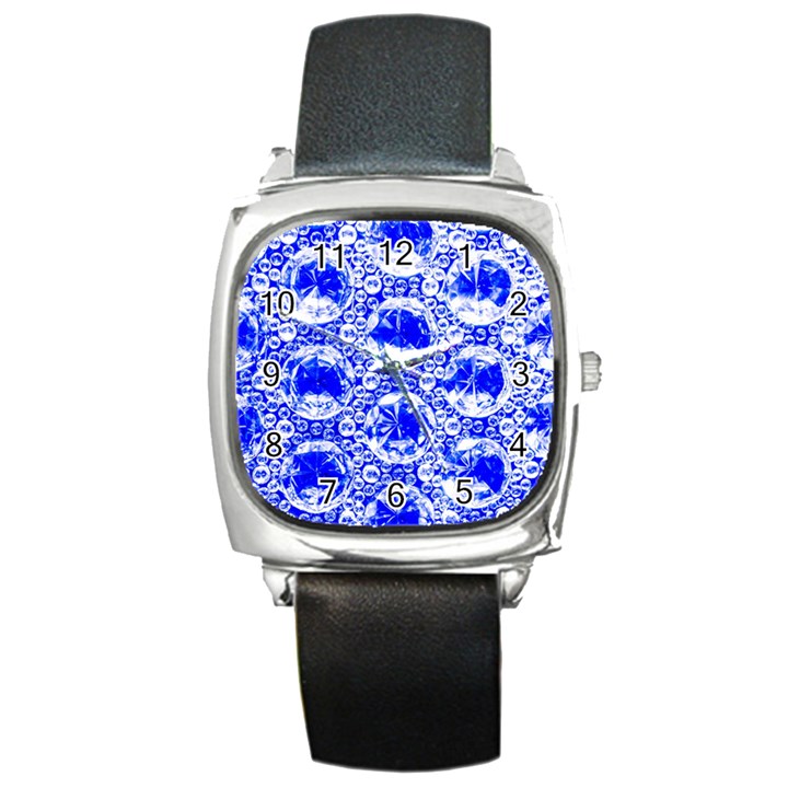 Cut Glass Beads Square Metal Watch