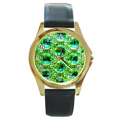 Cut Glass Beads Round Gold Metal Watch by essentialimage