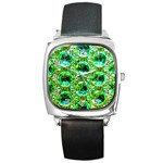 Cut Glass Beads Square Metal Watch Front