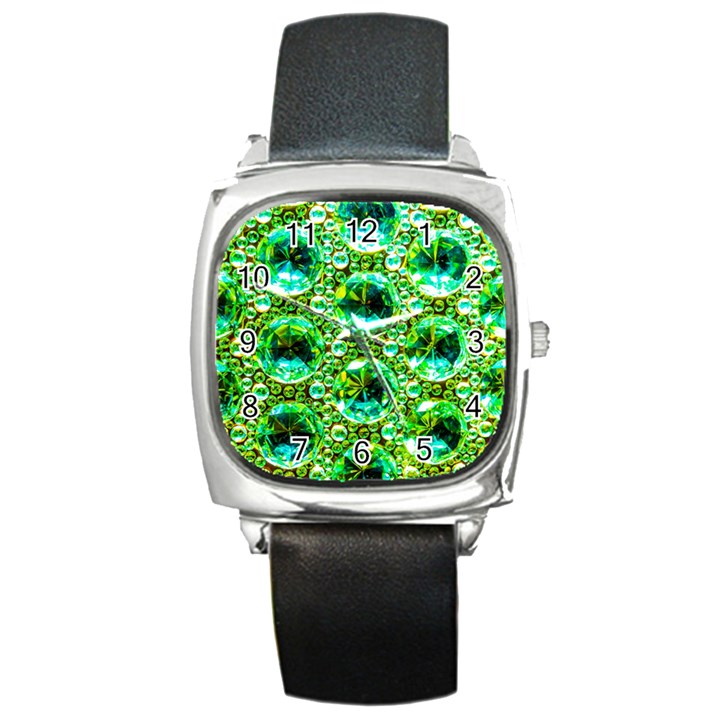 Cut Glass Beads Square Metal Watch