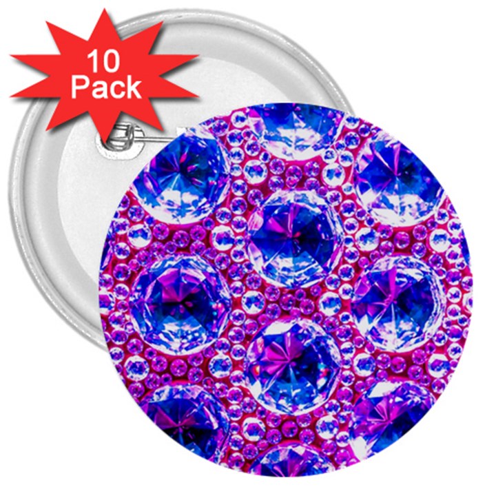 Cut Glass Beads 3  Buttons (10 pack) 