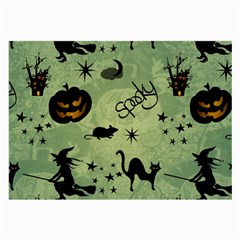 Funny Halloween Pattern With Witch, Cat And Pumpkin Large Glasses Cloth (2 Sides) by FantasyWorld7