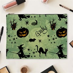 Funny Halloween Pattern With Witch, Cat And Pumpkin Cosmetic Bag (xl) by FantasyWorld7