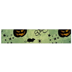 Funny Halloween Pattern With Witch, Cat And Pumpkin Small Flano Scarf by FantasyWorld7