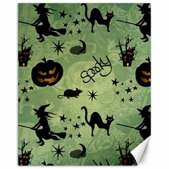 Funny Halloween Pattern With Witch, Cat And Pumpkin Canvas 16  X 20  by FantasyWorld7