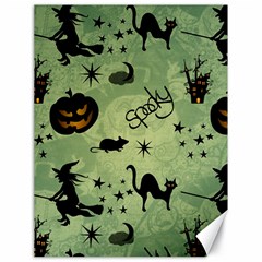 Funny Halloween Pattern With Witch, Cat And Pumpkin Canvas 18  X 24  by FantasyWorld7