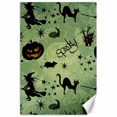 Funny Halloween Pattern With Witch, Cat And Pumpkin Canvas 20  X 30  by FantasyWorld7