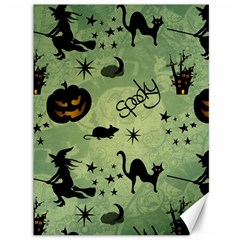 Funny Halloween Pattern With Witch, Cat And Pumpkin Canvas 36  X 48  by FantasyWorld7