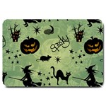 Funny Halloween Pattern With Witch, Cat And Pumpkin Large Doormat  30 x20  Door Mat