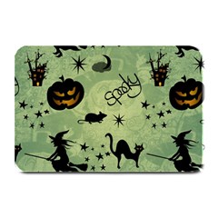 Funny Halloween Pattern With Witch, Cat And Pumpkin Plate Mats by FantasyWorld7