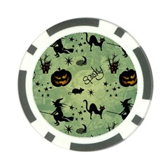 Funny Halloween Pattern With Witch, Cat And Pumpkin Poker Chip Card Guard (10 Pack) by FantasyWorld7