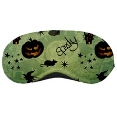 Funny Halloween Pattern With Witch, Cat And Pumpkin Sleeping Mask by FantasyWorld7