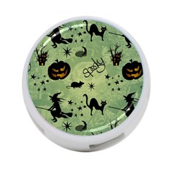 Funny Halloween Pattern With Witch, Cat And Pumpkin 4-port Usb Hub (two Sides) by FantasyWorld7