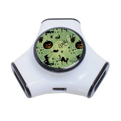 Funny Halloween Pattern With Witch, Cat And Pumpkin 3-port Usb Hub by FantasyWorld7