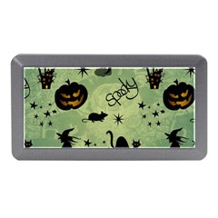 Funny Halloween Pattern With Witch, Cat And Pumpkin Memory Card Reader (mini) by FantasyWorld7