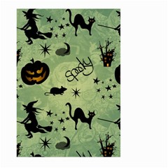 Funny Halloween Pattern With Witch, Cat And Pumpkin Large Garden Flag (two Sides) by FantasyWorld7