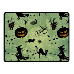 Funny Halloween Pattern With Witch, Cat And Pumpkin Double Sided Fleece Blanket (small)  by FantasyWorld7