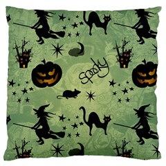 Funny Halloween Pattern With Witch, Cat And Pumpkin Standard Flano Cushion Case (two Sides) by FantasyWorld7