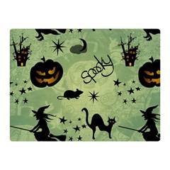 Funny Halloween Pattern With Witch, Cat And Pumpkin Double Sided Flano Blanket (mini)  by FantasyWorld7