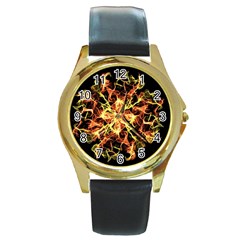 Ablaze Round Gold Metal Watch