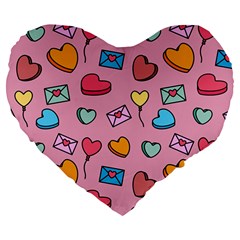 Candy Pattern Large 19  Premium Heart Shape Cushions by Sobalvarro