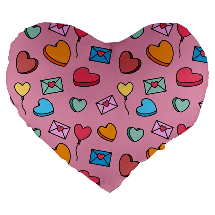 Candy Pattern Large 19  Premium Flano Heart Shape Cushions