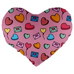 Candy Pattern Large 19  Premium Flano Heart Shape Cushions Back