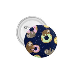 Cute Sloth With Sweet Doughnuts 1 75  Buttons