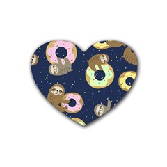 Cute Sloth With Sweet Doughnuts Heart Coaster (4 Pack)  by Sobalvarro