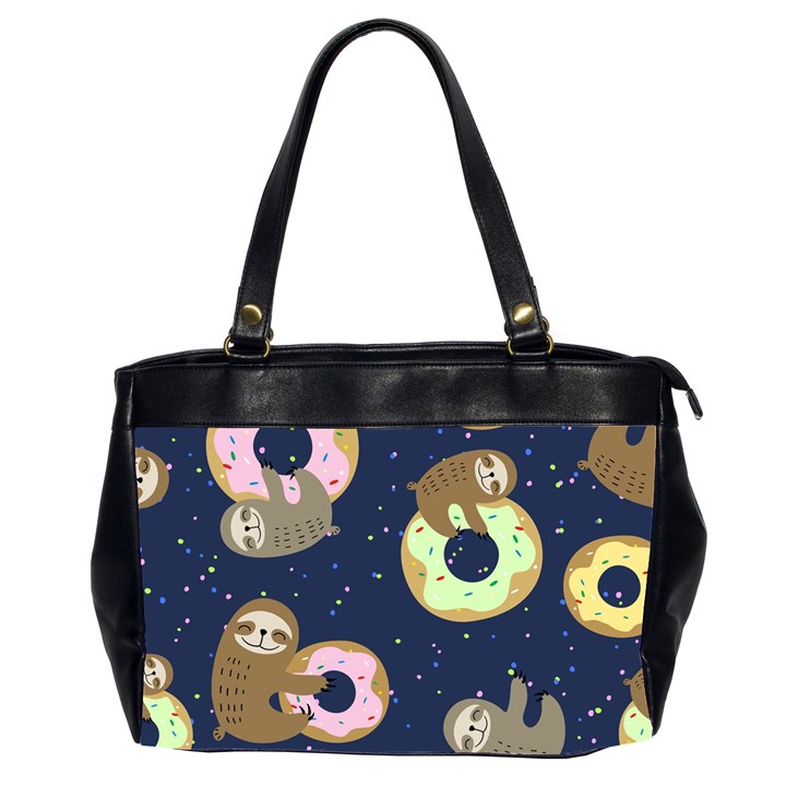 Cute Sloth With Sweet Doughnuts Oversize Office Handbag (2 Sides)