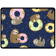 Cute Sloth With Sweet Doughnuts Double Sided Fleece Blanket (large)  by Sobalvarro