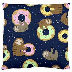 Cute Sloth With Sweet Doughnuts Standard Flano Cushion Case (one Side) by Sobalvarro