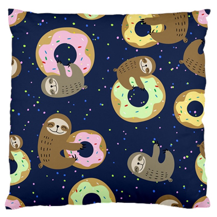 Cute Sloth With Sweet Doughnuts Standard Flano Cushion Case (One Side)