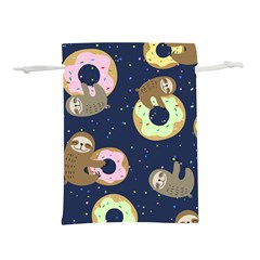 Cute Sloth With Sweet Doughnuts Lightweight Drawstring Pouch (l) by Sobalvarro