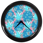 Pineapples Wall Clock (Black) Front