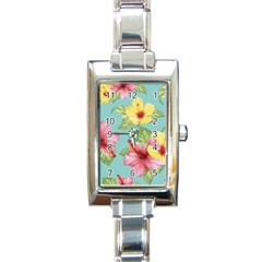 Hibiscus Rectangle Italian Charm Watch by Sobalvarro