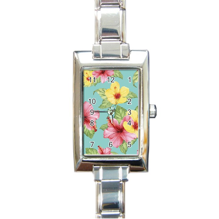 Hibiscus Rectangle Italian Charm Watch