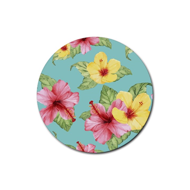 Hibiscus Rubber Round Coaster (4 pack) 