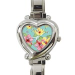 Hibiscus Heart Italian Charm Watch Front