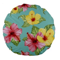 Hibiscus Large 18  Premium Flano Round Cushions by Sobalvarro