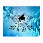 Piano With Feathers, Clef And Key Notes Small Glasses Cloth (2 Sides) Front