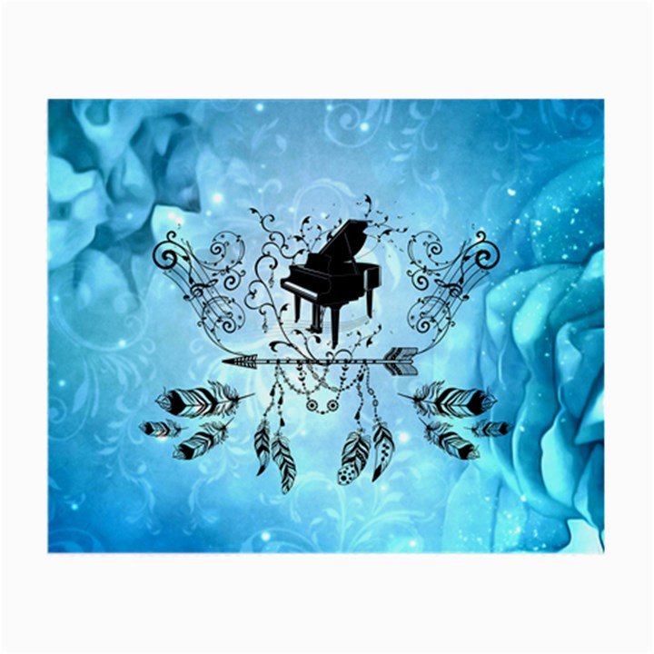 Piano With Feathers, Clef And Key Notes Small Glasses Cloth (2 Sides)