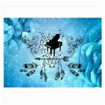 Piano With Feathers, Clef And Key Notes Large Glasses Cloth (2 Sides) Front