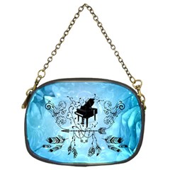 Piano With Feathers, Clef And Key Notes Chain Purse (two Sides) by FantasyWorld7