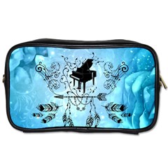 Piano With Feathers, Clef And Key Notes Toiletries Bag (one Side) by FantasyWorld7