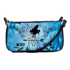 Piano With Feathers, Clef And Key Notes Shoulder Clutch Bag by FantasyWorld7