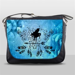 Piano With Feathers, Clef And Key Notes Messenger Bag by FantasyWorld7