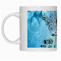 Piano With Feathers, Clef And Key Notes White Mugs by FantasyWorld7