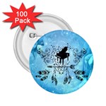 Piano With Feathers, Clef And Key Notes 2.25  Buttons (100 pack)  Front