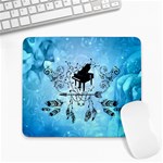 Piano With Feathers, Clef And Key Notes Large Mousepads Front